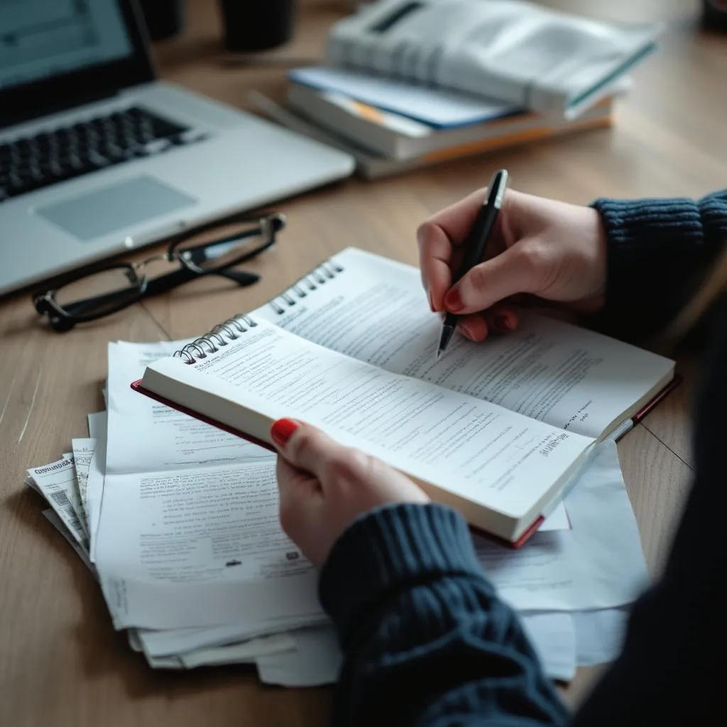 Persona preparándose para la consulta
